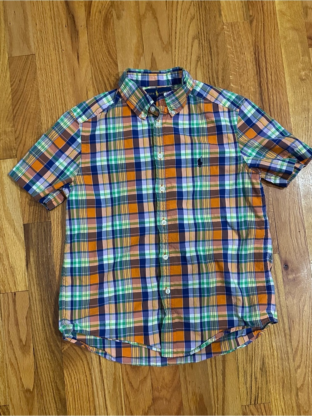 Ralph Lauren Plaid Short-Sleeve Button-Down Shirt Boys M